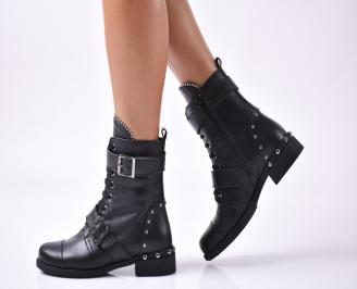 Дамски боти от естествена кожа черни