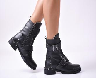 Дамски боти от естествена кожа черни