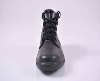 Мъжки боти естествена кожа черни EOBUVKIBG