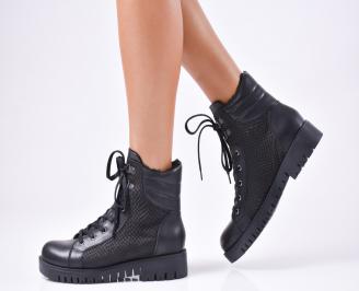 Дамски боти от естествена кожа черни