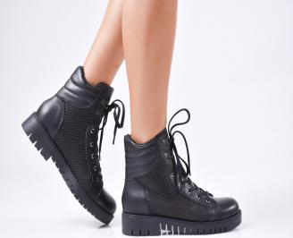 Дамски боти от естествена кожа черни