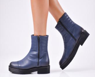 Дамски боти от естествена кожа сини