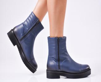 Дамски боти от естествена кожа сини