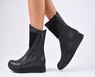Дамски боти от естествена кожа черни