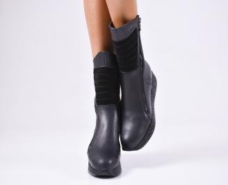 Дамски боти от естествена кожа черни