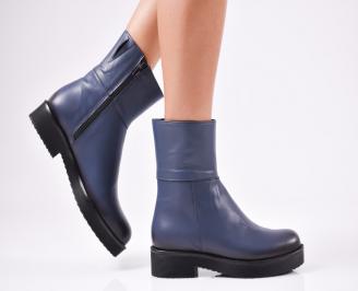 Дамски боти от естествена кожа сини