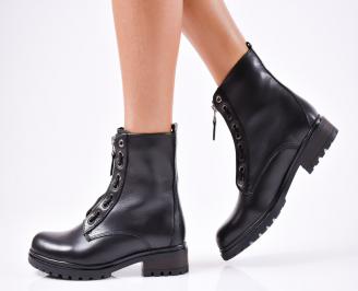 Дамски боти от естествена кожа черни