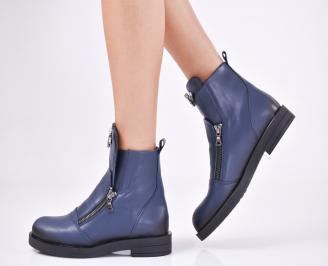 Дамски боти от естествена кожа сини