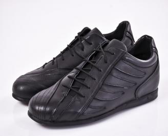 Мъжки спортно елегантни обувки естествена кожа черни