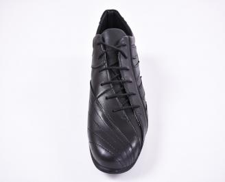 Мъжки спортно елегантни обувки естествена кожа черни