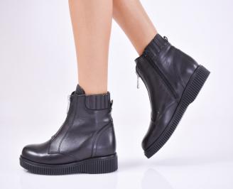 Дамски боти от естествена кожа черни