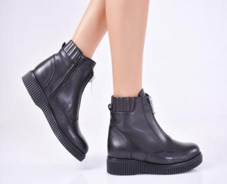 Дамски боти от естествена кожа черни