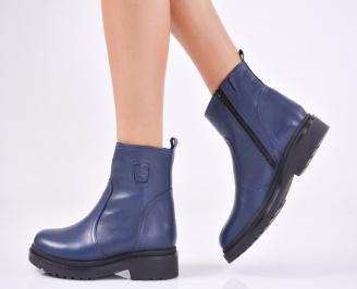 Дамски боти от естествена кожа сини