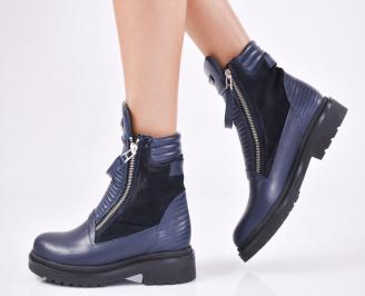 Дамски боти от естествена кожа сини