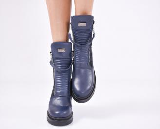 Дамски боти от естествена кожа сини