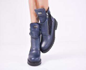 Дамски боти от естествена кожа сини