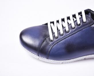 Мъжки спортно елегантни   обувки естествена кожа сини