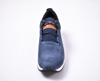 Мъжки спортно елегантни  обувки естествена кожа сини