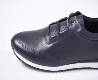 Мъжки спортно елегантни  обувки естествена кожа сини