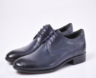 Мъжки официални обувки естествена кожа сини