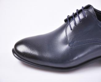 Мъжки официални обувки естествена кожа сини