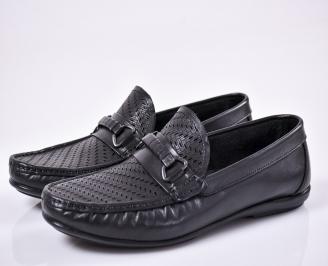 Мъжки спортно елегантни обувки естествена кожа черни