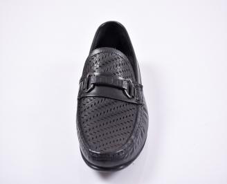 Мъжки спортно елегантни обувки естествена кожа черни