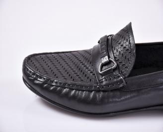 Мъжки спортно елегантни обувки естествена кожа черни