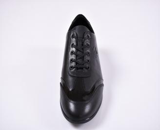 Мъжки спортно елегантни обувки естествена кожа черни