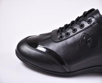 Мъжки спортно елегантни обувки естествена кожа черни