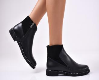 Дамски боти  естествена кожа черни