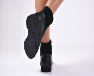 Дамски боти  естествена кожа черни