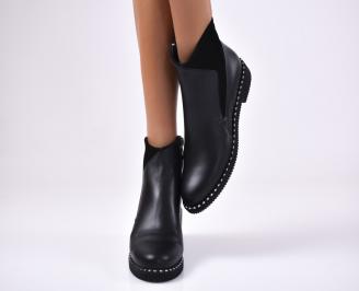 Дамски боти  естествена кожа черни