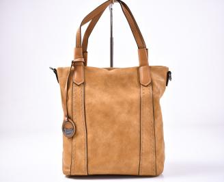 Дамска чанта еко кожа бежова