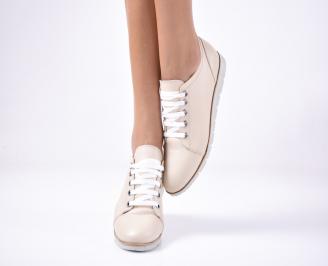 Дамски равни обувки естествена кожа бежови