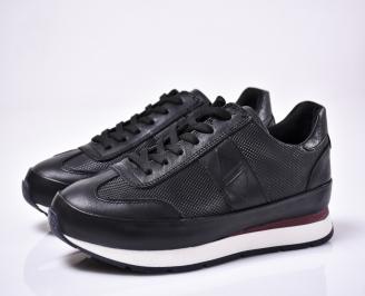 Мъжки спортно елегантни обувки естествена кожа черни