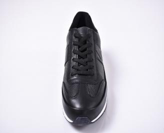 Мъжки спортно елегантни обувки естествена кожа черни