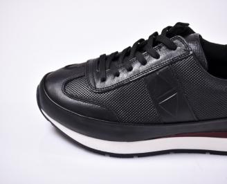 Мъжки спортно елегантни обувки естествена кожа черни