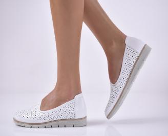 Дамски ежедневни обувки естествена кожа бели