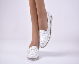 Дамски ежедневни обувки естествена кожа бели