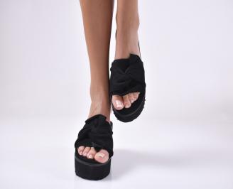 Дамски чехли  на платформа черни