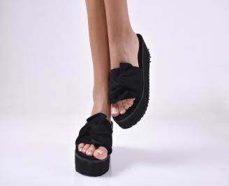 Дамски чехли  на платформа черни