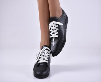 Дамски ежедневни обувки естествена кожа черни EOBUVKIBG