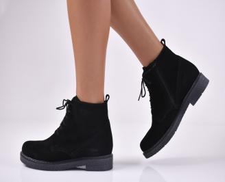 Дамски боти от естествен велур черни