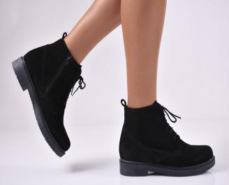 Дамски боти от естествен велур черни