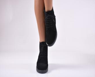 Дамски боти от естествен велур черни