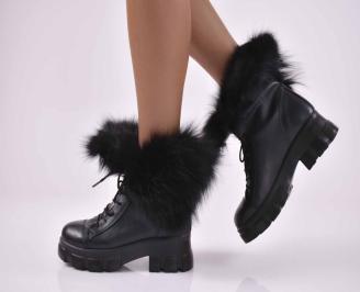 Дамски ежедневни  боти  естествена кожа черни