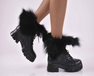 Дамски ежедневни  боти  естествена кожа черни