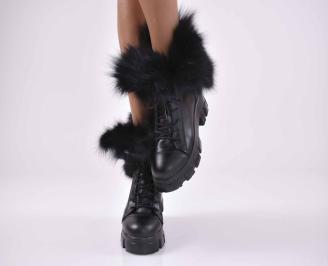 Дамски ежедневни  боти  естествена кожа черни