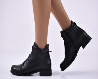 Дамски ежедневни  боти  естествена кожа черни
